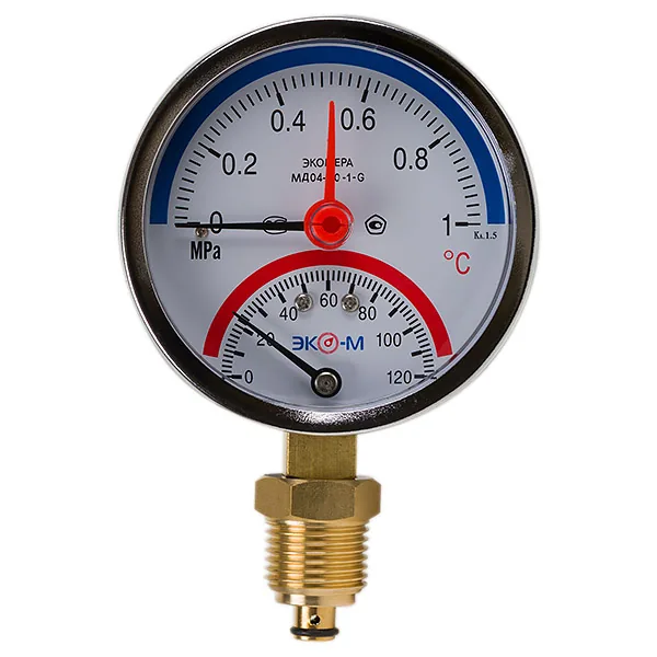 Термоманометр Экомера МД04-80 мм 0...1 МПа 0...120 °С G1\4